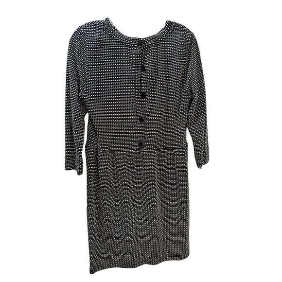 Loft Black & White Textured Button-Back Dress With 3/4 Sleeves Size S - Picture 2 of 10
